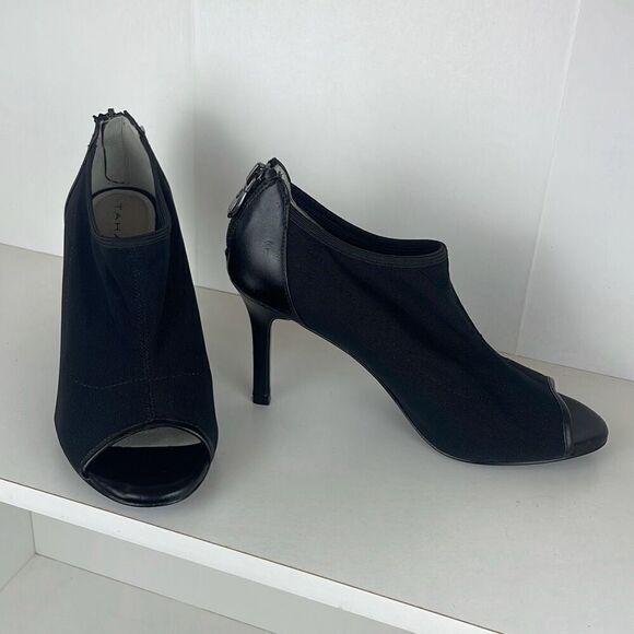 Tahari Charm Stretch Fabric Open Toe Booties 6.5 - Picture 1 of 9